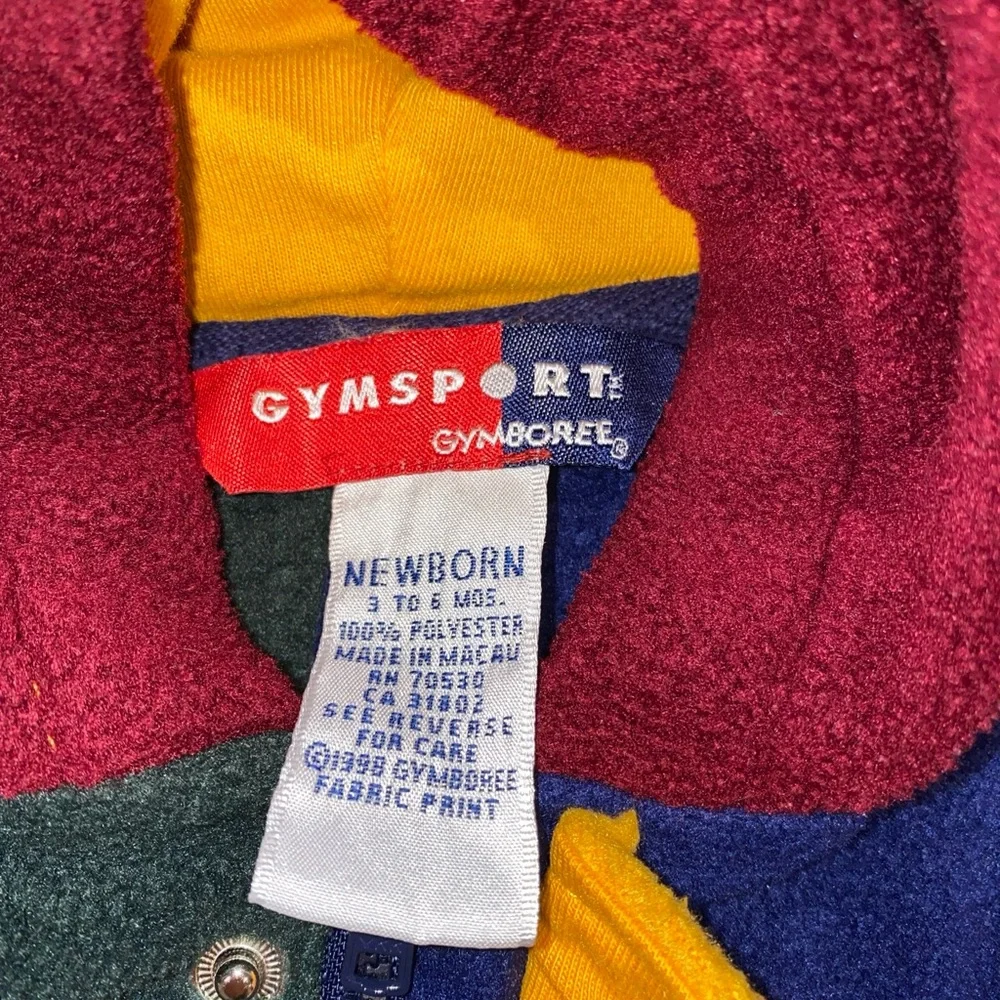 Vintage 1998 Gymsport Gymboree Color‎ Block Fleece Bodysuit Newborn 3-6 Months